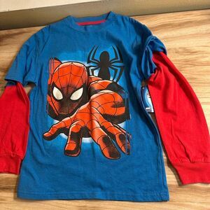 Marvel Ultimate Spider-Man Boys Medium 8 Blue Red Layered tee Long Sleeve Shirt